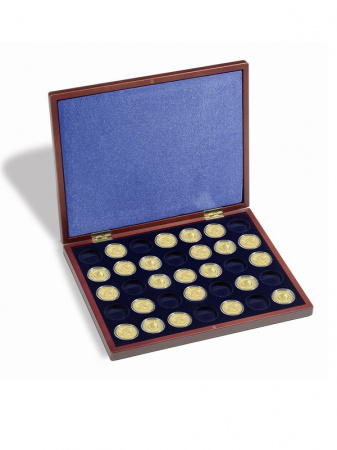 Футляр деревянный Volterra Uno (304х244х31 мм) для монет 2 евро в капсулах или золотых монет номиналом 100 евро в оригинальных капсулах. Leuchtturm, 322330