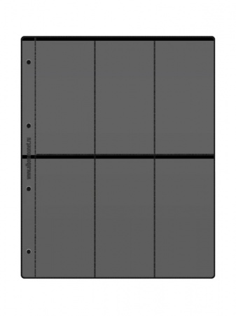 Лист-обложка ГРАНДЕ (Россия) (250х311 мм) с чёрной основой на 6 ячеек (73х143 мм). Двусторонний. Albommonet, ЛБК6-В