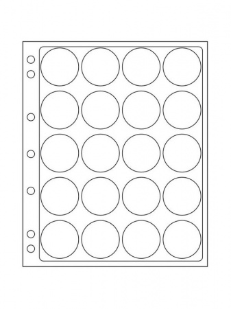 Листы-обложки ENCAP из прозрачного пластика для монет в капсулах CAPS 40/41 мм Leuchtturm. Диаметр ячейки 47 мм. Упаковка из 2 листов. Leuchtturm, 343216