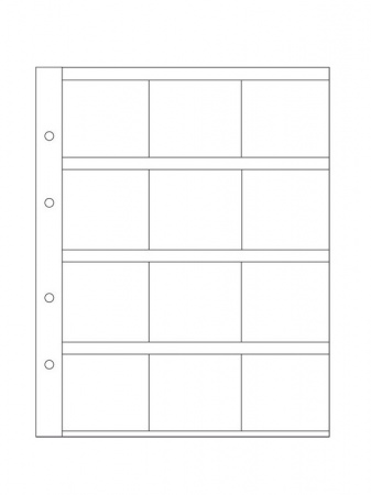 Лист-обложка для монет OPTIMA K50 (202х252 мм) из прозрачного пластика на 12 ячеек (50х50 мм). Leuchtturm, 309197/1