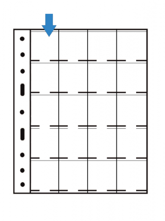 Листы-обложки для монет GRANDE M20K (242х312 мм) из прозрачного пластика на 20 ячеек (50х50 мм). Упаковка из 5 листов. Leuchtturm, 324851