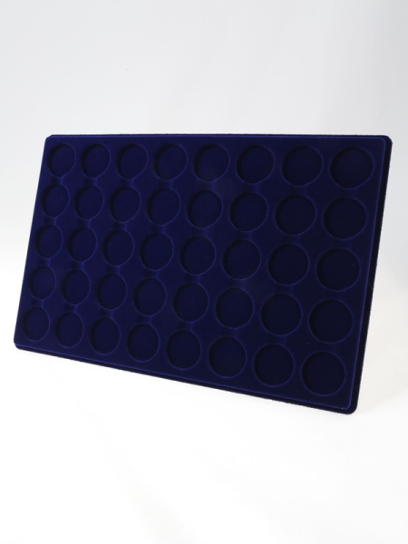  Планшет L (222х333х13 мм) для 40 монет в капсулах CAPS 28 Leuchtturm. Диаметр ячейки 34 мм, тёмно-синий