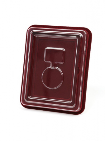 Сувенирная упаковка (110х139х22 мм) под медаль на квадро колодке (в крышке) и удостоверение (81х112х6 мм). Тип 9