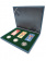 Бокс из искусственной кожи Nera M Azur (298х243х37 мм) для 3 обычных монет 25 рублей в капсулах и 3 цветных монет 25 рублей в блистере
