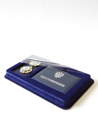 Сувенирная упаковка (201х114х20 мм) с поролоновой вставкой под универсальную медаль и горизонтальное удостоверение (65х100х10 мм)