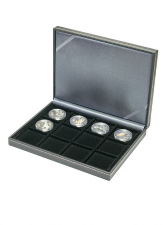 Футляр Nera XM из искусственной кожи (243х187х42 мм) с 12 квадратными ячейками для монет/монетных капсул с внешним диаметром до 52 мм
