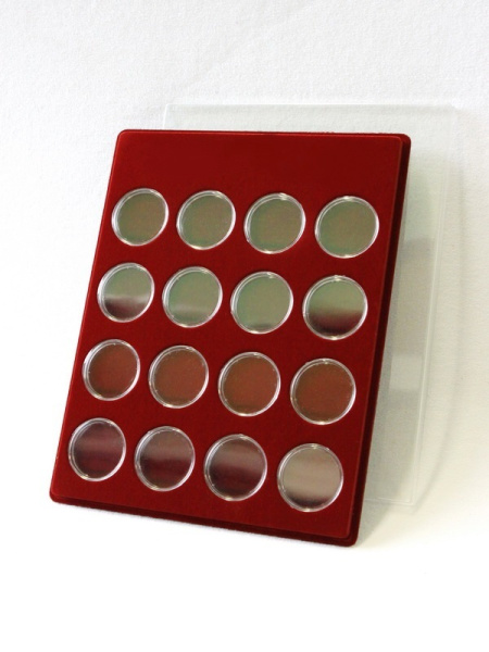 Планшет S (234х296х12 мм) для 16 Олимпийских монет Сочи-2014 в капсулах. Вертикальный, тёмно-бордовый  Планшет S (234х296х12 мм) для 16 Олимпийских монет Сочи-2014 в капсулах. Вертикальный, тёмно-бордовый