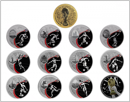 Футляр деревянный Volterra Uno (304х244х31 мм) для 1 золотой и 12 серебряных монет Чемпионат мира по футболу 2018 в капсулах. Кубок