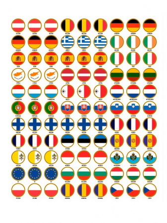 Наклейки «Флаги» для альбома «Регулярные монеты Евро». Альбо Нумисматико, S-110-22-05