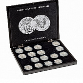 Футляр деревянный Volterra Uno (304х244х31 мм) для 20 серебряных монет в капсулах (1 oz American Eagle). Leuchtturm, 348033