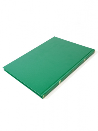 Альбом для марок (кляссер BASIC). A4. 8 листов (16 страниц) из чёрного картона с промежуточными листами из пергамина. Зелёный. Leuchtturm, 312060