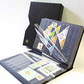Альбом для марок (кляссер PREMIUM) + шубер. 32 листа (64 страницы) из чёрного картона с промежуточными прозрачными листами. Чёрный. Leuchtturm, 336656