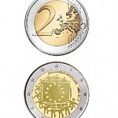 2 евро, Франция (30 лет флагу Евросоюза). 2015 г.
