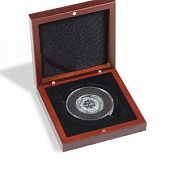 Деревянный футляр Volterra (мм) для одной монеты, медали в капсуле CAPS XL 21-62 или CAPS XL 29–76. Для монет 21-76 мм. Leuchtturm, 358792