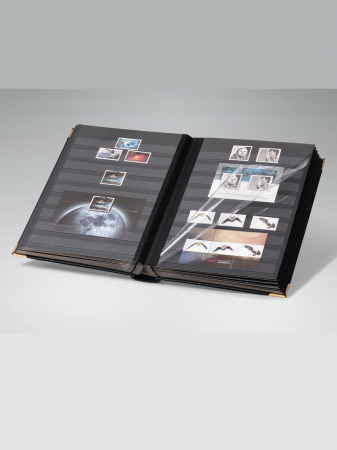Альбом для марок (кляссер ROYAL). 16 листов (32 страницы) из чёрного картона с промежуточными прозрачными листами. Светло-коричневый. Prinz, 6016