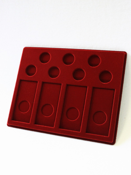 Планшет S (234х296х12 мм) для 4 монет Сочи-2014 в блистерах и 7 монет Сочи-2014 в капсулах Leuchtturm (Диаметр 33 мм), тёмно-бордовый  Планшет S (234х296х12 мм) для 4 монет Сочи-2014 в блистерах и 7 монет Сочи-2014 в капсулах Leuchtturm (Диаметр 33 мм), тёмно-бордовый