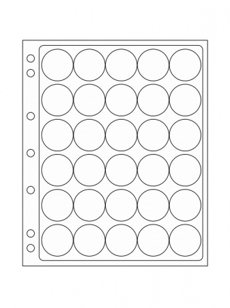 Листы-обложки ENCAP из прозрачного пластика для монет в капсулах CAPS 32/33 мм Leuchtturm. Диаметр ячейки 39 мм. Упаковка из 2 листов. Leuchtturm, 329237