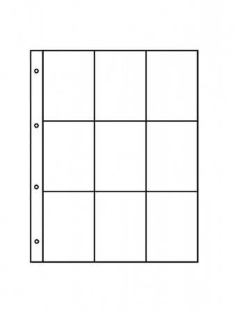 Лист-обложка ГРАНДЕ (Россия) (245х310 мм) из прозрачного пластика на 9 ячеек (72х96 мм). СомС, ЛБФ9-G