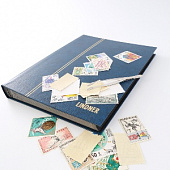 Альбом для марок (кляссер STANDARD). 16 листов (32 страницы) из чёрного картона с промежуточными листами из пергамина. Синий. Lindner, 1168