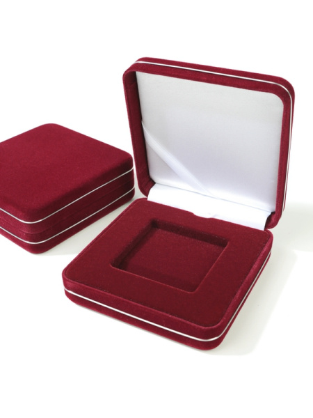 Футляр замшевый (92х92х34 мм) для 1 монеты в капсуле Quadrum (50х50х6 мм), тёмно-бордовый