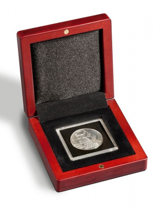 Деревянный футляр Volterra (100х100х32 мм) для монеты в капсуле Quadrum (50х50х6 мм). Leuchtturm, 339047