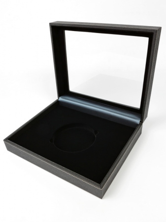 Бокс из искусственной кожи с прозрачным окном Nera XL Plus для 1 монеты 10000 руб (золото 999, 1 кг ) или 100 руб (серебро 925, 1 кг) в капсуле