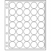 Листы-обложки ENCAP из прозрачного пластика для монет в капсулах CAPS 28/29 мм Leuchtturm. Диаметр ячейки 35 мм. Упаковка из 2 листов. Leuchtturm, 343211