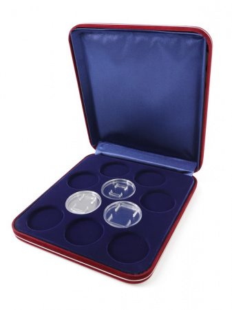 Футляр замшевый (182х202х36 мм) на 10 монет в капсулах (диаметр 46 мм)