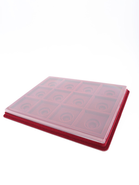 Планшет S (243х304х21 мм) на 12 ячеек (62х62х8 мм) (под знаки с винтом), тёмно-бордовый