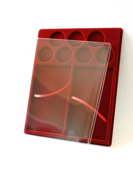 Планшет S (234х296х12 мм) для 2 банкнот Сочи-2014 в капсулах и 7 монет Сочи-2014 в капсулах, тёмно-бордовый  Планшет S (234х296х12 мм) для 2 банкнот Сочи-2014 в капсулах и 7 монет Сочи-2014 в капсулах, тёмно-бордовый