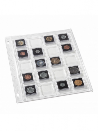 Листы-обложки ENCAP из прозрачного пластика для монет в капсулах Quadrum Mini Leuchtturm (20 капсул). Упаковка из 2 листов. Leuchtturm, 360060