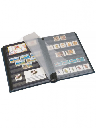 Альбом для марок (кляссер CLASSIC). 8 листов (16 страниц) из чёрного картона с промежуточными листами из пергамина. Тёмно-синий. Prinz, 2010