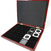 Деревянный бокс Volterra Piano (304х243х33 мм) для 20 монет в капсулах «Quadrum» (50х50х6 мм). Чёрный. Leuchtturm, 337934