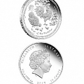 Серебряный австралийский лунар II серии «Год Петуха» 2017 года 1/2oz (1/2oz Bullion Lunar Silver Rooster Coin 2017)