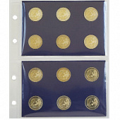 Листы для альбома Prinz для монет 2 евро. Упаковка из 5 листов. Prinz, 2302