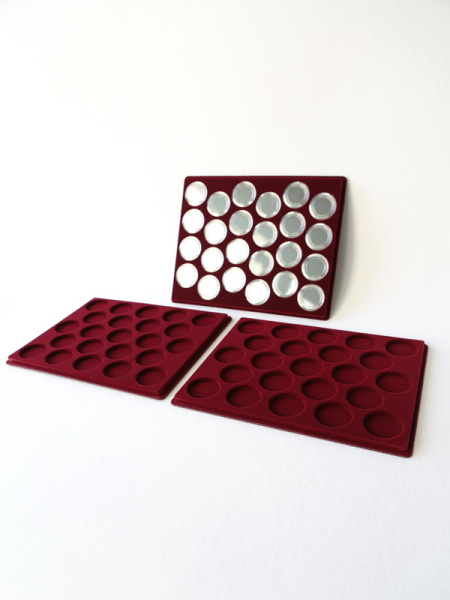  Набор из трёх планшетов S (234х296х12 мм) для 64 монет серии «Монеты СССР» и 6 монет серии «Barcelona-92», тёмно-бордовый