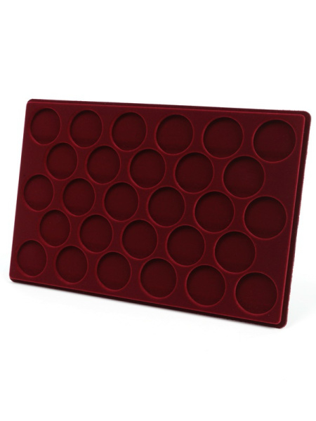  Планшет L (222х333х13 мм) для монет в капсулах d-44 мм (28 ячеек), тёмно-бордовый