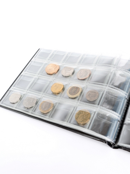 Карманный монетный альбом 209х153х18 мм для размещения 240 монет, горизонтальный, тёмно-бордовый