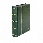 Альбом для марок (кляссер ELEGANT LUXUS). 30 листов (60 страниц) из чёрного картона с промежуточными листами из пергамина. Зелёный. Lindner, 1169S