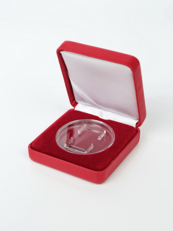 Футляр Nobile из искусственной кожи (67х67х26 мм) для 1 монеты в капсуле (диаметр 46 мм). Красный