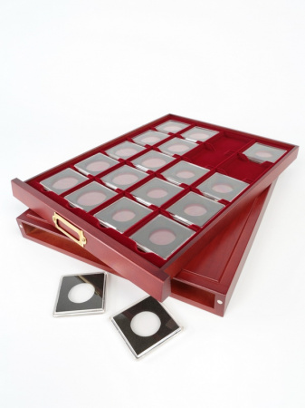 Деревянная кассета LIGNUM для 20 монет в капсулах «Quadrum» (50х50х6 мм). (323232)