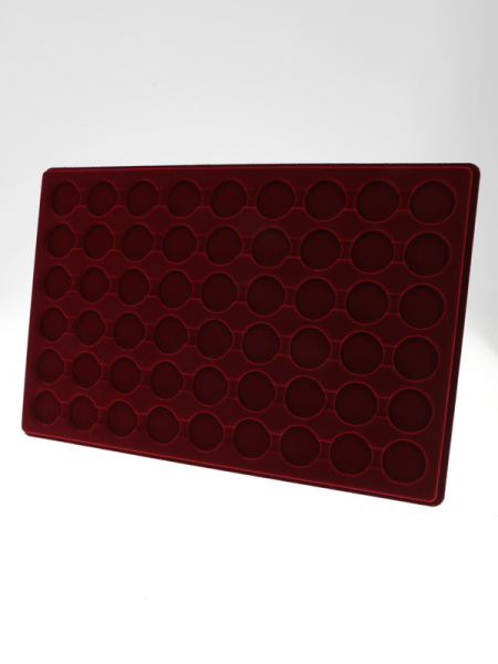  Планшет L (222х333х13 мм) для 54 монет в капсулах CAPS 22 и 22,5 Leuchtturm. Диаметр ячейки 28,5 мм, тёмно-бордовый