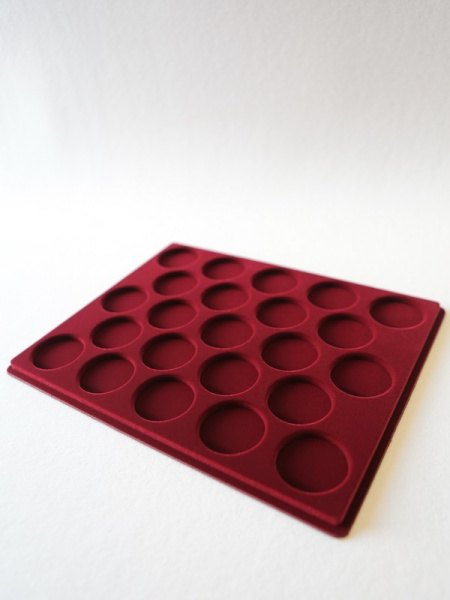  Планшет S (234х296х12 мм) для монет в капсулах d-44 мм (23 ячейки), тёмно-бордовый