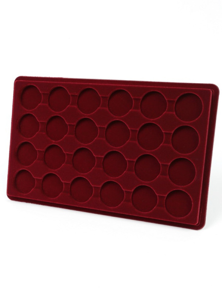 Планшет M (146х236х12 мм) для 24 монет в капсулах CAPS 22 Leuchtturm. Диаметр ячейки 28,5 мм, тёмно-бордовый