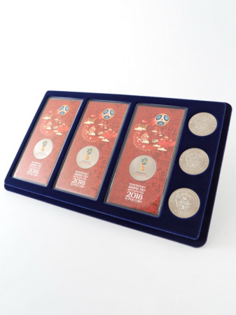 Планшет M (146х236х12 мм) для 3 обычных монеты 25 рублей и 3 цветных монеты 25 рублей в блистере