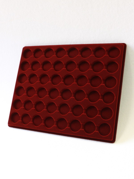 Планшет S (234х296х12 мм) для 48 монет в капсулах CAPS 23 Leuchtturm. Диаметр ячейки 29 мм, тёмно-бордовый  Планшет S (234х296х12 мм) для 48 монет в капсулах CAPS 23 Leuchtturm. Диаметр ячейки 29 мм, тёмно-бордовый