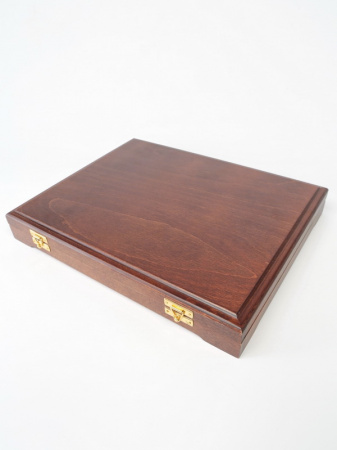 Футляр деревянный Vintage S (305х247х40 мм) для банкноты в чехле, 3 монет 25 рублей в капсулах и 3 монет 25 рублей в блистере «Футбол 2018»
