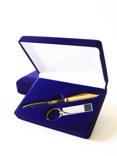 Футляр флокированный (102х142х42 мм) для ручки и флешки