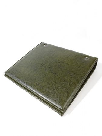 Альбом формата ОПТИМА (Россия) из искусственной кожи с золотым тиснением, без листов. Зелёный