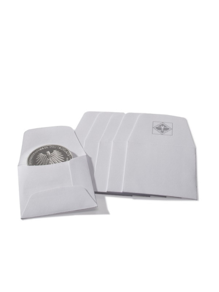 Пакетики Numentum (49х50 мм) для монет из белой бумаги (100 шт). Leuchtturm, 369640
